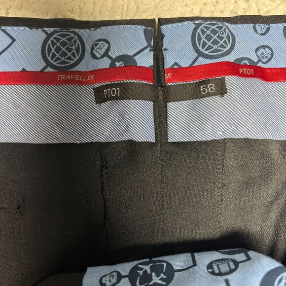 PT01 $395 Mens Pants Traveller Slim Fit 58EU W40" Wool Blend Charcoal Gray MINT - Picture 6 of 15
